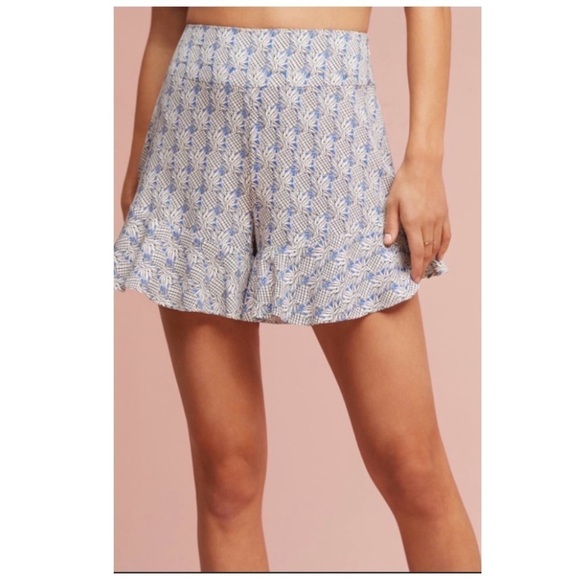 ANTHROPOLOGIE Maeve Pinespple Ruffled Shorts Small - Picture 1 of 8